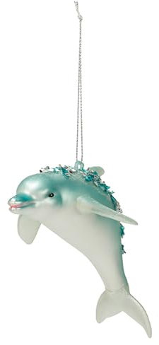 Weihnachtsbaumschmuck, glitzerndes Glas, Delfin-Anhänger