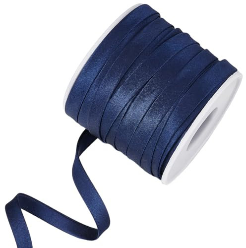 BENECREAT 25 m/27 yards, nastro in raso blu prussiano, 0,85 cm, larghezza doppia piegata in raso, nastro in poliestere per tubazioni di cucito, imbottitura