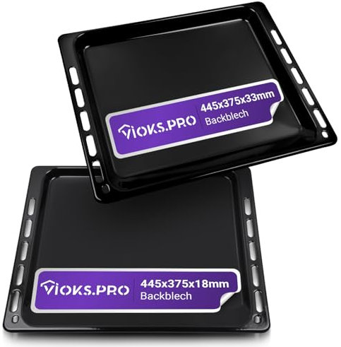 Viоks.pro Set 2x Backblech Tief Emailliert 45x37 cm / 445 x 375 mm Ersatz für Whirlpool Bauknecht 481241838128 & 481010539879 Tiefes Backblech Fettpfanne Backofen - Ofen Backblech Set & Baking Tray