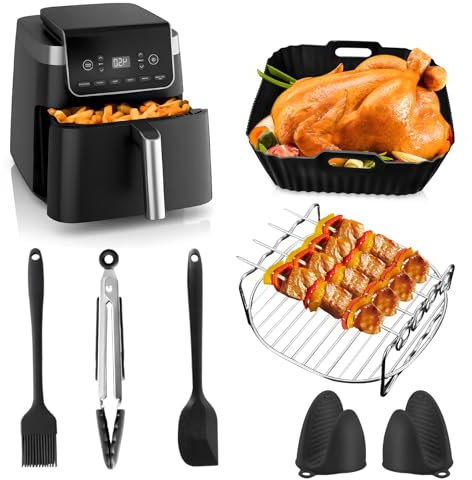 11 Pièces Air Fryer Accessoires for Ninja AF140EU AF180EU PRO 4,7 L/6,2 L, y compris paniers de friteuse à air, grille à griller, gants, brosse à huile, clip alimentaire, spatule