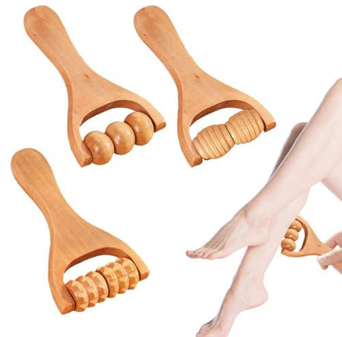Wood Therapy Massage Tools,3Pcs Wooden Massage Roller,Manual Wooden Massage Tool Massager Roller,Muscle Roller for Relaxes Thigh,Leg,Hands Full Body,Muscle