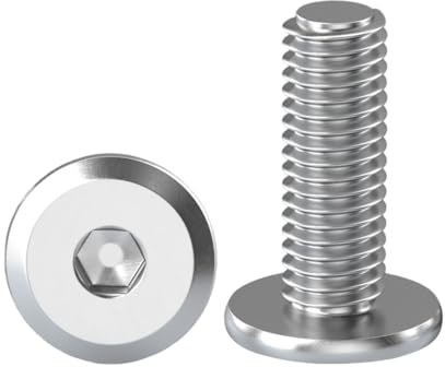 Drenky M8 Vis à Tête Plate à Six Pans Creux Lot De 10 Vis à Tête Cylindrique Hexagonale à Bride M8 X 20 mm Boulons à Tête Plate Hexagonale en Acier Inoxydable A2 V2A Vis à Métaux, Filetage Complet