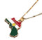 Kurdistan Gold Enamel Pendant Necklace Flag Region Map Kurdish Large Chain Jewelry, Brass