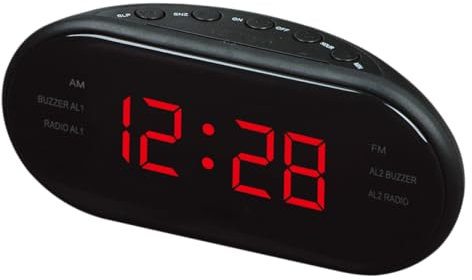 Gadpiparty Digital Radiowecker Mit Fm-Radio Projektion Die Decke Schlummerfunktion Und Nachtlampe Rot