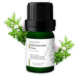 Olio Essenziale Timo Rosso 5 ml AMYRON | Timo Timolo | Timus Vulgaris | Naturale E Puro Al 100% Ideale Per Aromaterapia E Diffusore Oli Essenziali | Massaggi Aromatici | Uso Alimentare.