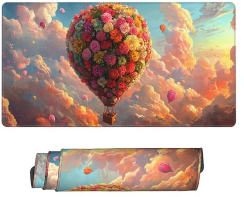 Groß Mauspad 60x30cm, Waterproof Gaming Mouse Pad Hot Air Balloon Mousepad, Mouse Pad XXL, Non-Slip Rubber Base, Soft Smooth Surface Extended Keyboard Desk Mat for Office Dekoration, Geschenke B-891