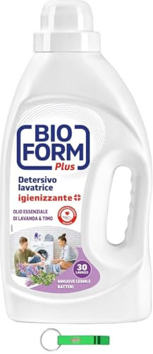 6 X Bioform Detersivo Igiene per il bucato Profumo di lavanda e timo – Lavaggio in lavatrice liquido – 30 lavaggi 1625 ml + portachiavi Beni Culinari