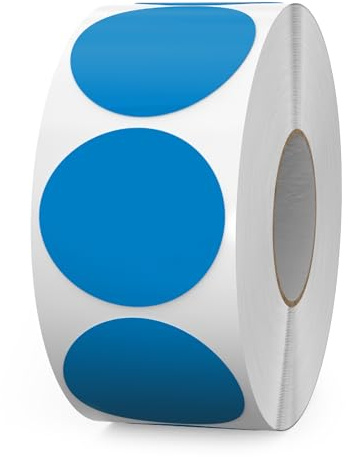 FINDAT 1000PCS Blue Round Labels 38mm Colour Coding Circle Stickers | Vinyl, Removable, Waterproof, Name Tags for Envelopes, Sealing, Bottle, Jar