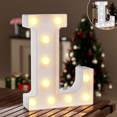 Ledido LED Light Up Marquee Letters Sign - Cool & Warm Light up Letters for Birthday Decorations, LED Letter Lights for Proposal Wedding Grad Bar Home Bedroom Table Wall Party Decor, Letter L