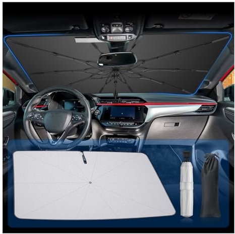 BSTW Apto para Opel Corsa F 2019-2025 Parasol delantero – Sombrilla giratoria 360° con protección UV y protección contra el calor | Parasol plegable Opel Corsa-e Accesorios
