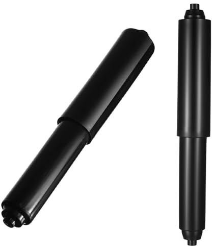 2-Pack Plastic Toilet Paper Holder Rollers with Spring-Loaded Spindle, Durable and Noiseless Bathroom Tissue Rod Replacement (Black)