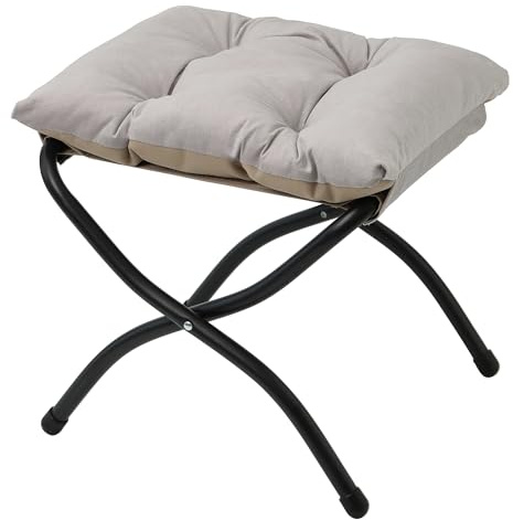 Klappbares Ottoman, 38cm Klappbares Fußstütz-Stool, Tragbares kleines Fußstool für Couch, Zusammenklappbares Fußstütz-Ottoman für Sofa, Akzent-Polster-Ottomans für Wohnzimmer, Schlafzimmer, Hellgrau