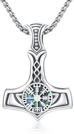 REDSUN Wikinger Pfeil Thors Hammer Kette 925 Sterling Silber ViKing Kreuz Hammer Kreuz Anhänger Keltisches Anhänger Amulett Schmuck für Herren Sohn Jungen Damen Männer Unisex