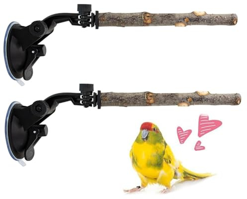 Duvcoywae Sitzstange Für Vögel Am Fenster,2 Stücke Holz Spielzeug