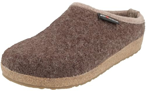 HAFLINGER Grizzly Panda Walkstoffclog Hausschuh aus reinem Wollfilz