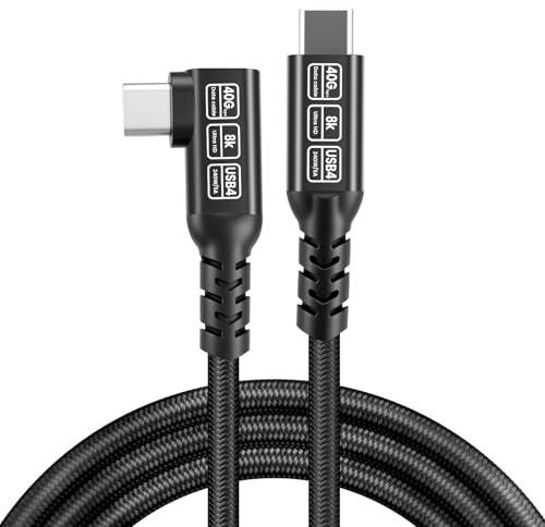Puiseno USB4 Winkelkabel mit 240W Schnellladung, USB-C Datenkabel 40Gbps, USB C Kabel Videoübertragung 8K@60Hz, kompatibles Thunderbolt 4/3 für Laptop, Monitor und Dockingstation(1m)