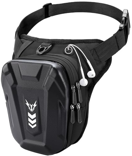 Rolgno Beintasche Motorrad Regelbar, Bauchtasche Gürteltasche Herren Damen | Erweiterter Stauraum Oberschenkeltasche, Reflektierende Streifen, Beinriemen Rucksäcke Taschen für Radfahren Wandern