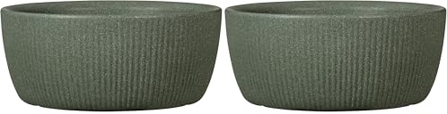 Scheurich Linetto Bowl 30, Pflanzgefäß/Blumentopf/Pflanzkübel, rund, Farbe: Dark Green, hergestellt mit recyceltem Kunststoff, 10 Jahre Garantie, für den Außenbereich (Packung mit 2)