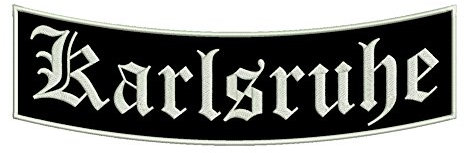 Wolfszeit Aufnäher Karlsruhe - EIN unterer Bogen B1 mit ca.35x11cm - Stadtname - Städtepatch