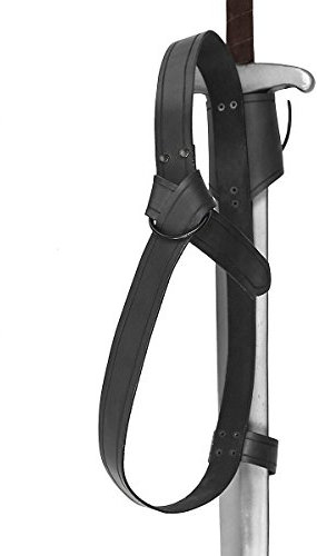 Andracor - Schwerthalter für den Rücken mit Ring-Schließe - Kostüm-Zubehör für LARP, Mittelalter, Wikinger, Fantasy & Cosplay - Schwarz