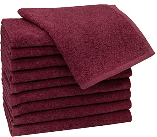 ZOLLNER 10 Toallas de tocador de algodón 100%, 30x50 cm, Rojo, 400 g/m²