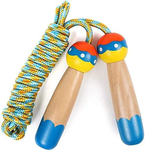 THETAG Children Skipping Rope,Kids Jump Rope with Cartoon Wooden Handle,Adjustable Jumping Rope Boys Girls Fitness Sports Training