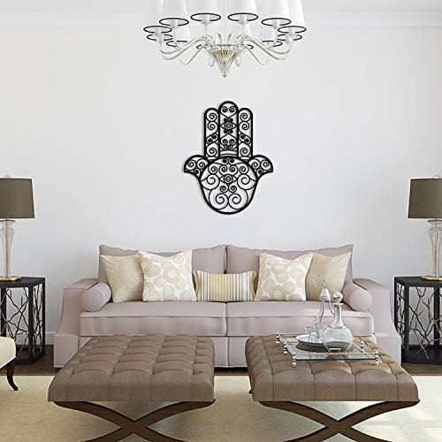Tubibu %100 Metall Hand der Fatima Hamsa Segen für das Zuhause – in Hebräisch – Viel Glück Wanddekoration Wandkunst