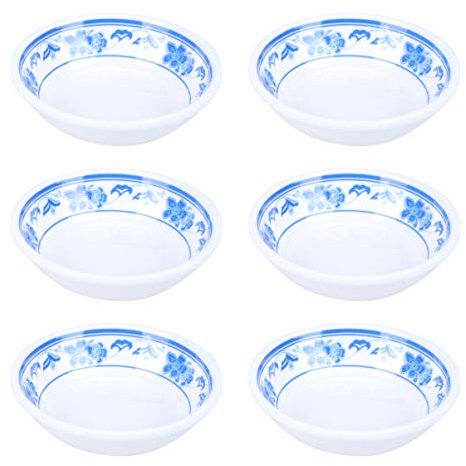 DOITOOL 6Pcs Sauce Plates for Dipping Sauces, Fruits, and Nuts - Blue and White Design, Reusable and for Home and Restaurant Use