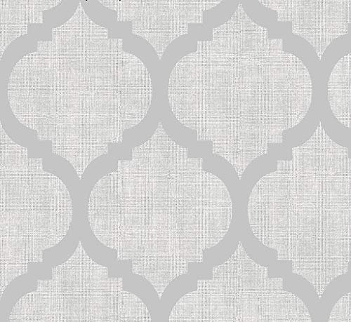 Darcey James Heavyweight Wallpape Zara Trellis Silver Navy Black Sample
