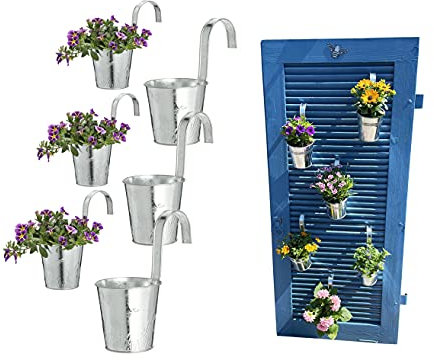 itsisa Übertopf Blumentopf zum Hängen, Zink (6er Set) - Hängeübertopf, Hängeblumentopf - Balkon Garten Deko