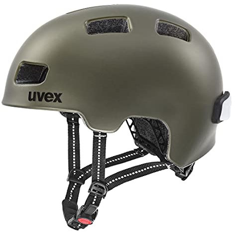 uvex City 4 - Leichter City-Helm für Damen und Herren - individuelle Größenanpassung - inkl. LED-Licht - Green Smoke matt - 55-58 cm