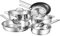 EN-228281 Batteria di Pentole Chef 10 Pezzi Set di Pentole e Padelle, Casseruola in Acciaio Inox Cromato Adatto per Piastre a Induzione, Coperchio in Vetro con Sistema Evaporativo