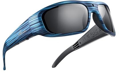 OhO - Gafas de cámara de 64 GB, resolución de 24 m, H.265 1080P, lentes inteligentes con lentes de sol UV400 para deportes al aire libre, unisex, Blue Strip-64GB, 64GB