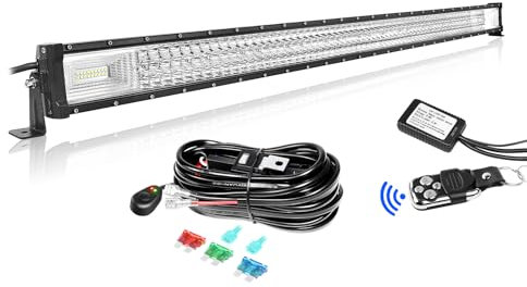 Willpower Barra LED 132 cm 52 '' 675 W con cablaggio Stroboscopio Rampa Impermeabile 12 V 24 V Proiettore Lungo Raggio Luci Faro di Lavoro per 4 x 4 Auto Trattore Quad Barca