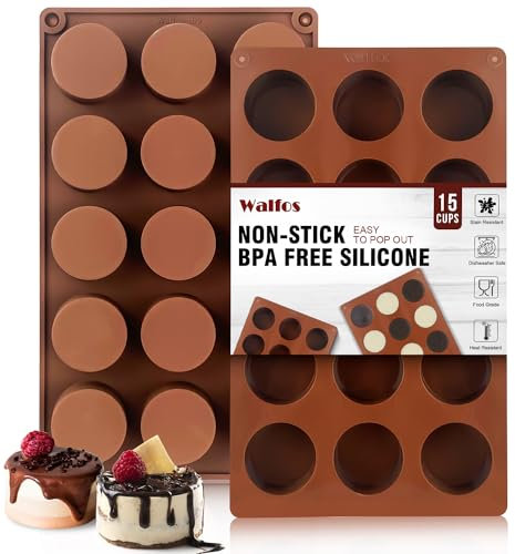Walfos Silikon-Fettbombenformen, 6 Mulden, runde Oreo-Form – perfekt für Keto-Fettbomben, Gelee, dunkle Schokolade, Mini-Erdnussbutterbecher, 2 Packungen