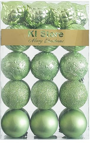 KI Store 30 Stück Weihnachtskugeln 6 cm hellgrün Weihnachtsbaum Ornamente bruchsicherer Dekoration Kugeln zum Aufhängen von Weihnachten Dekorationen Festival Weihnachtsschmuck (6 cm, hellgrün)