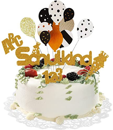Einschulung Deko Cake Toppers Mädchen Junge Tortendeko Schulkind ABC 123, Kuchendeko Schulanfang Cupcake Toppers Schulkind Kuchen Deko