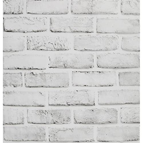 JOLIHOME Papier Peint Brique Blanc et Gris Clair Papier Adhesif Effet Briques Vintage Papiers Peints Decoratifs Autocollant pour Cuisine Chambre Salon Mural 44x1000cm