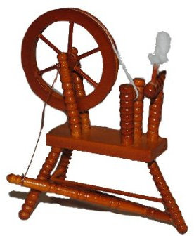 alles-meine.de GmbH Miniatur - Spinnrad zum Spinnen - Wolle Handwerk Schaf Schafwolle Spindel Dornröschen - Puppenstube - Maßstab 1:12