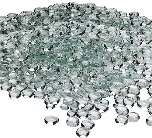 Hiziwimi 3600g(About 800Pcs) Decorative Glass Pebbles, Clear Glass Pebbles for Vases, 17-20MM Decorative Glass Stones Granulates, Glass Beads for Aquariums, Gardens, Crafts & Vase Decoration