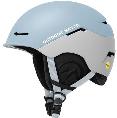 OutdoorMaster ELK MIPS Skihelm - Schneesporthelm Snowboardhelm für Männer Frauen & Jugend(Cyanweiß,M)