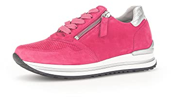 Gabor Damen Low-Top Sneaker, Frauen Halbschuhe,Wechselfußbett,Komfortable Mehrweite (H),Laufschuhe,schnürer,Camelia/Silber(pf),38.5 EU / 5.5 UK