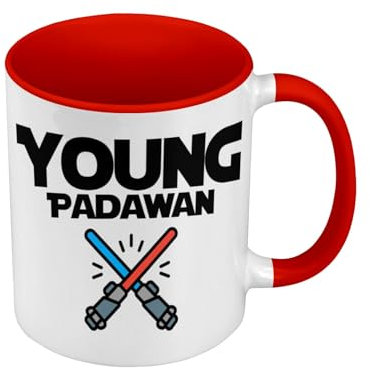 Tasse Farbe Premium Qualität Rot – Young Padawan Star Galaxy Knight – Tasse mit Henkel und farbigem Innenfutter