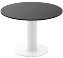 Design Esstisch rund HES-111 Schwarz Hochglanz/Weiß Hochglanz ausziehbar 100 cm bis 148 cm runder Esszimmertisch Küchentisch rund Funktionstisch Kitchen Table Esszimmer Dining Table Ausziehtisch