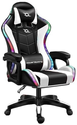 Sillas marca Powergaming modelo Silla Gaming PowerGaming LED RGB Blanco/Negro