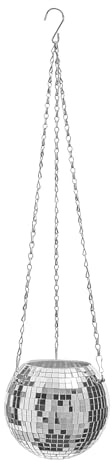 BUTLERS Hänge-Blumentopf - Disco - | Farbe Silber - ø10 x H10 cm - Hängetopf für Wohnzimmer & Balkon - Discokugel-Übertopf zum Hängen an Fenster
