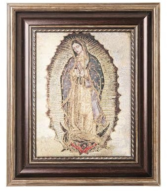 HZMAN Jungfrau Maria, Gemälde, Retro, handgefertigt, gewebt, Holy Our Lady Guadalupe, Charakter, Bild, Poster, Wand-Tischrahmen für Wohnzimmer, Schlafzimmer, 30,5 x 25,4 cm