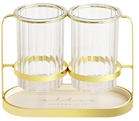 Escurridor De Cubiertos, Soporte De Secado De Palillos, Palillos Transparentes De Hierro PET, Caddy De Secado Para Cucharas, Tenedor Y Cocina(Oro)