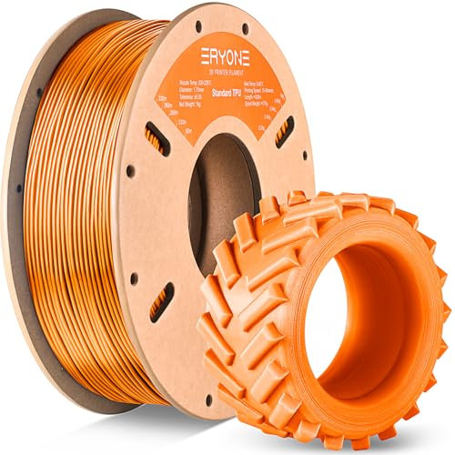 ERYONE TPU Filament 1.75mm, 3D Drucker Filament,Flexible TPU Filament, TPU 95A, Maßgenauigkeit +/- 0,03 mm, 1kg 1 Spule, Mangogelb