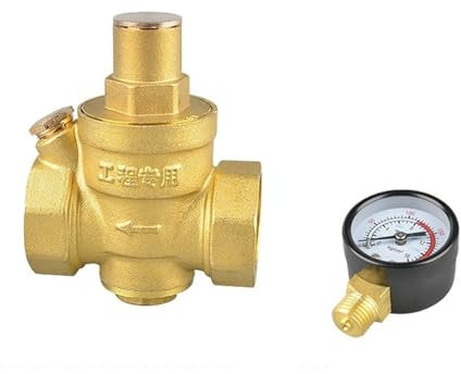 Druckminderer Wasser 1 Messing-Wasserdruckminderer-Halteventilregler, einstellbares Überdruckventil-Messgerät Wasserdruckregler (Size : 1, Color : Valve with Gauge)